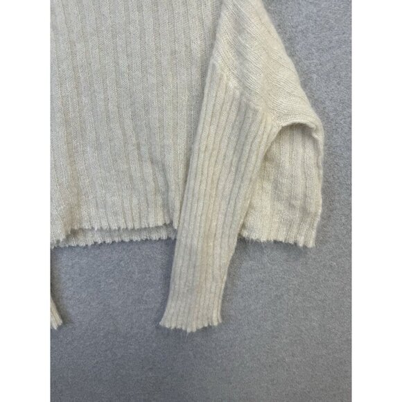 Free People Alpaca Blend Slouchy Oversized Sweater Cream Cowl Neck Fluffy Sz XS - Picture 3 of 16